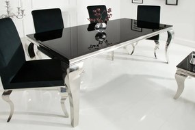 Masa Dining Eleganta, Sticla, Negru, Modern Barock 200cm