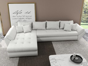 Colțar extensibil dumonde cu ladă de depozitare si sezut confortabil din spuma high-density, Loana XL Euphoria Ivory 335x185 cm