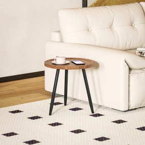 HOMCOM Măsuță de Cafea Modernă Rotundă cu Cadru din Oțel pentru Spații Mici, Lângă Canapea, Sufragerie, Dormitor, Efect de Lemn Castan | Aosom Romania