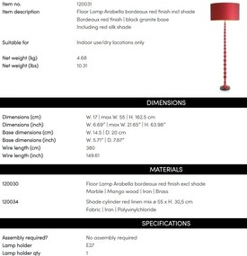 Lampadar, Lampa de podea LUX Arabella rosu