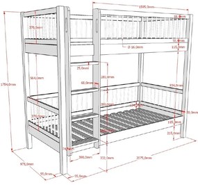 Set FORREST OAK format dintr-un Pat copii supraetajat (90 x 200 cm), un sertar și o bară de siguranță.