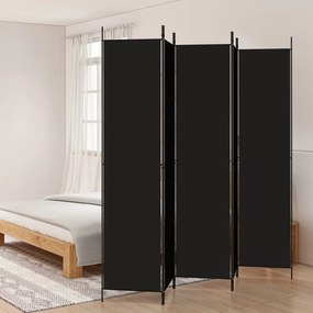 350205 vidaXL Paravan de cameră cu 5 panouri, negru, 250x220 cm, textil