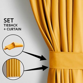 Draperie galbenă dimout (semi-opacă) din catifea 140x245 cm Eyelets – Restilo