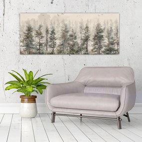 Tablou - Pădurea de pini I., aquarel (120x50 cm)