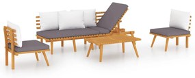 3087010 vidaXL Set mobilier de grădină cu perne, 4 piese, lemn masiv de acacia