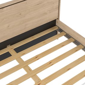 Pat matrimonial în culoare naturală cu aspect de lemn de stejar cu somieră 160x200 cm Ry – Tvilum