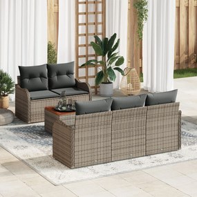 vidaXL Set Canapea Grădină 6 Piese Perne Gri Ratan Poli Acacia