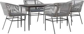vidaXL Set de sufragerie de grădină 5 piese sticlă poliratan gri