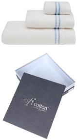 Set cadou prosoape și prosop de corp CHAINE, 3 buc Alb – Broderie albastră