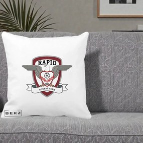 Perna Personalizata Rapid Fotbal Club 1923, 40x40 cm, Alba Mata, Husa Detasabila, Perna Inclusa, BEKZ®