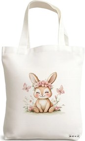 Sacosa de Panza pentru Cumparaturi, Geanta Tote, model Happy today 38 x 34.5 cm, Alba, BEKZ®