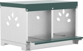 PawHut Cuib pentru Găini Ouătoare din Oțel cu 2 Compartimente, Bază Ridicată, Acoperiș și Orificii de Ventilare, Argintiu | Aosom Romania