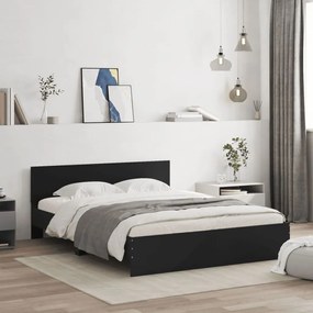 3207498 vidaXL Cadru de pat cu tăblie, negru, 140x190 cm