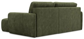 Colțar verde extensibil/cu spațiu de depozitare cu tapițerie din chenille (cu colț pe partea dreaptă/cu șezlong) Lilo – Makamii