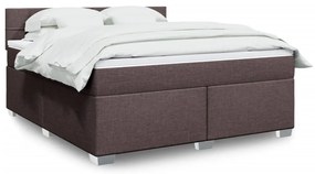 vidaXL Pat continental cu saltea maro închis 180x200cm material textil