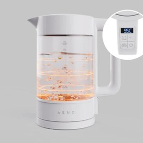 Cana electrica AENO AEK0005, 2200 W, 1,7 l, 40-100 °C, Baza rotativa la 360°, STRIX, Afisaj LED, Filtru, Alb