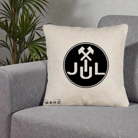 Perna Personalizata JUL Jiul Lupeni Fotbal, 40x40 cm, Bej Canapea, Husa Detasabila, Perna Inclusa, BEKZ®