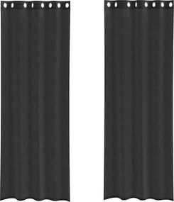 vidaXL Perdele Voile cu Oeli 2 buc Negru 140x300 cm