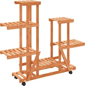 vidaXL Suport pentru flori cu roți, 95x25x101 cm, lemn masiv de brad