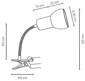 Lampă cu clemă Spot-Light 2224174WF SVENDA 1xE27/60W/230V