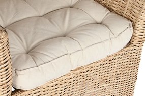 Fotoliu din rattan natural împletit manual cu pernă de șezut, 67×64×86 cm, „Palma"