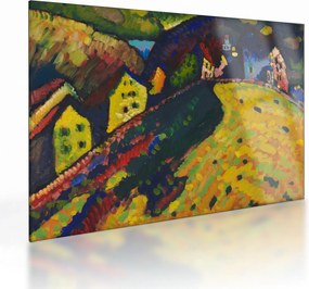 Tablou pe sticlă - Vasily Kandinsky, Houses at Murnau, reproducere (70x50 cm)