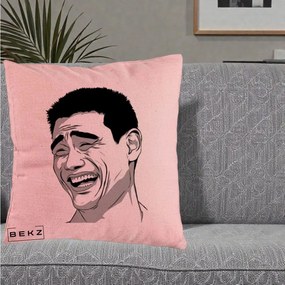 Perna Decorativa Yao Ming Meme, 40x40 cm, Roz, Husa Detasabila, Perna Inclusa, BEKZ®