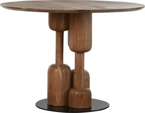 Masă rotundă de dining din lemn de acacia și metal , finisaj natur