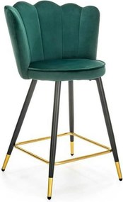 Scaun bar H106, verde/negru, stofa catifelata/otel, 58x58x96 cm
