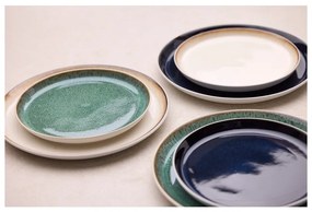 Farfurie albă/verde pentru desert din gresie ø 21 cm Gastro White/Green – Bitz