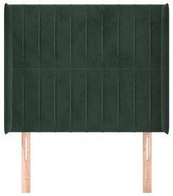 Tablie pat cu aripioare verde inchis 83x16x118 128 cm catifea 1, Verde inchis, 83 x 16 x 118 128 cm