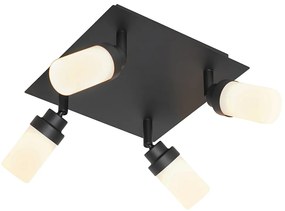 Spotlight modern pentru baie negru cu 4 lumini IP44 - Japie