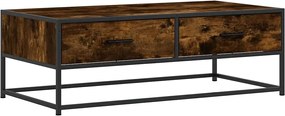 vidaXL Măsuță de cafea stejar fumuriu 100x50x35cm lemn prelucrat/metal