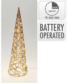 Conul luminos de Crăciun Champagne, 40 x 12 cm, 20micro LED, cu baterii, 40 cm