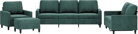 vidaXL Set de canapele cu perne, 4 piese, verde închis, catifea