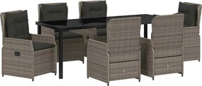 vidaXL Set de masă pentru grădină 7 pcs Gri poliratan