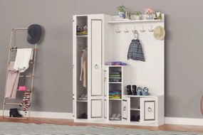 Cuier hol cu pantofar alb Vera Homs 183 x 35 x 150 cm 