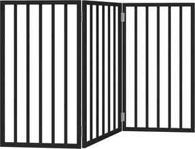 vidaXL Poartă pentru câini pliabilă 3 panouri negru, 150 cm, lemn plop