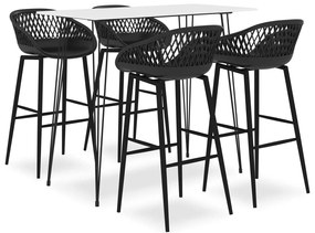 vidaXL Set mobilier de bar, 5 piese, alb și negru