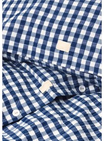 Lenjerie de pat albă/albastru-închis din țesătură crep pentru pat de o persoană 140x200 cm Bæk&amp;Bølge – JUNA