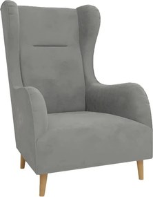 Fotoliu wing gri deschis cu tapițerie din catifea Carole – Ropez