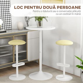 HOMCOM Masă de Bar Înaltă, Masă Modernă Rotundă de Dining cu Blat Vopsit și Bază din Oțel, Masă Bistro pentru 2 Persoane, Alb | Aosom Romania