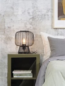 Veioza, lampa de masa eco din bambus Cango negru, 30x26cm