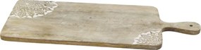 Platou de servire din lemn masiv de mango natur, cu gravuri artizanale, 2x58x25 cm, „Tours"
