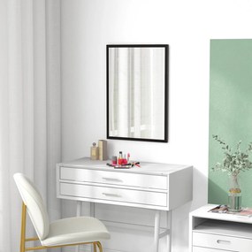 HOMCOM Oglindă Dreptunghiulară de Perete cu Cârlige, Sticlă și MDF, 60x80 cm, Negru | Aosom Romania