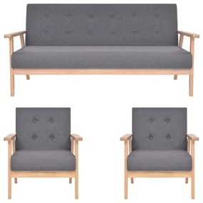 279145 vidaXL Set de canapele, 3 piese, gri închis, material textil