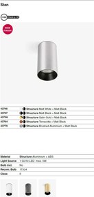 Spot aplicat pentru tavan si plafon design modern STAN aluminiu/negru
