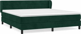 vidaXL Pat box spring cu saltea, verde închis, 160x200 cm, catifea