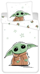Lenjerie de pat pentru copii din bumbac pentru pat de o persoană 140x200 cm Star Wars Baby Yoda – Jerry Fabrics