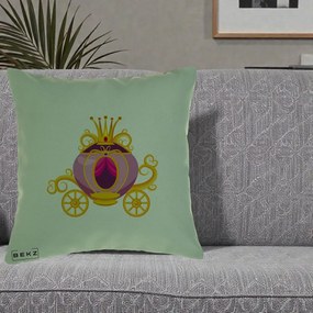 Perna Decorativa Trasura Regala Aurie, 40x40 cm, Verde, Husa Detasabila, Perna Inclusa, BEKZ®